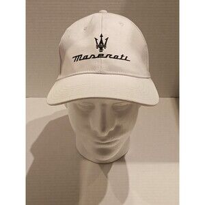 Maserati Hat Cap Strapback Off White Black Embroidery Adjustable